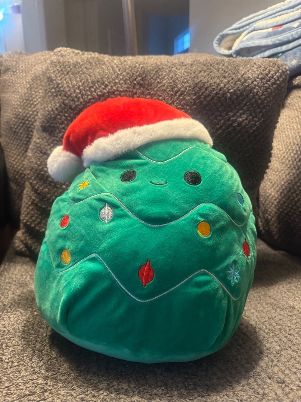 Squishmallows Green Christmas Tree Plush with Red Santa Hat